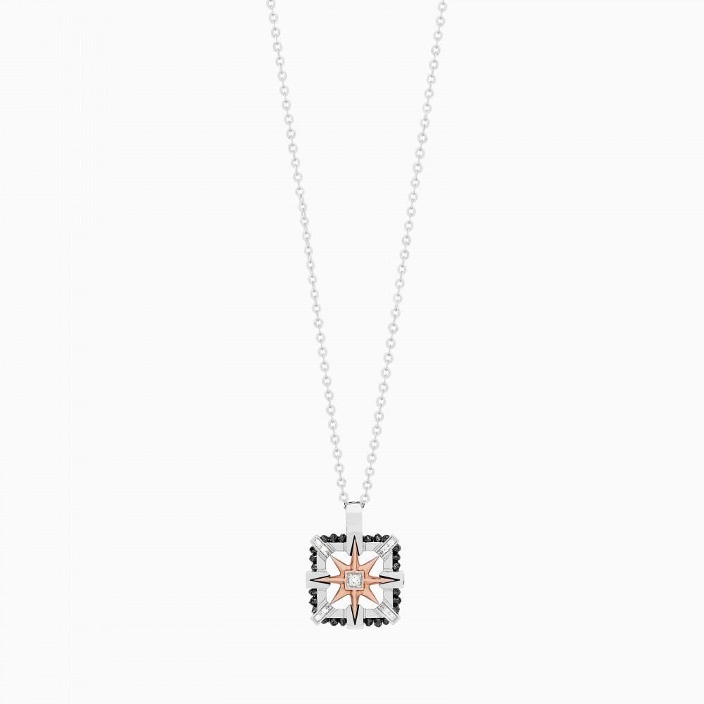 Zancan Collana Zancan in oro bianco con iconica rosa dei venti Consegna Veloce