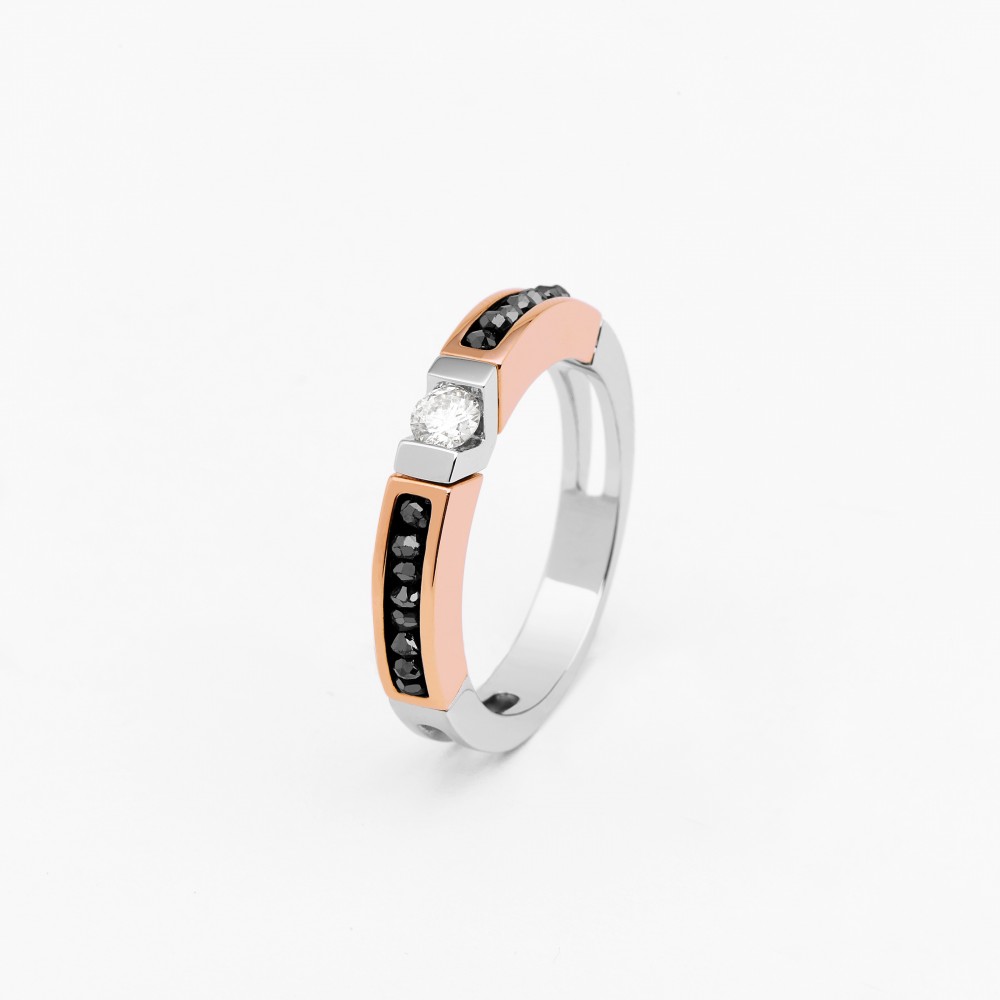 Zancan Anello Zancan in oro bianco e rosa con diamanti