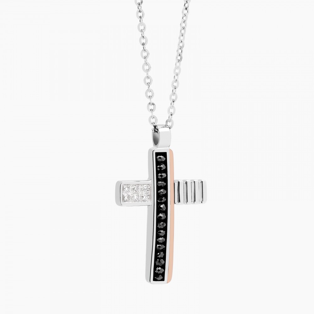 Zancan Collana Zancan in oro bianco con croce e diamanti