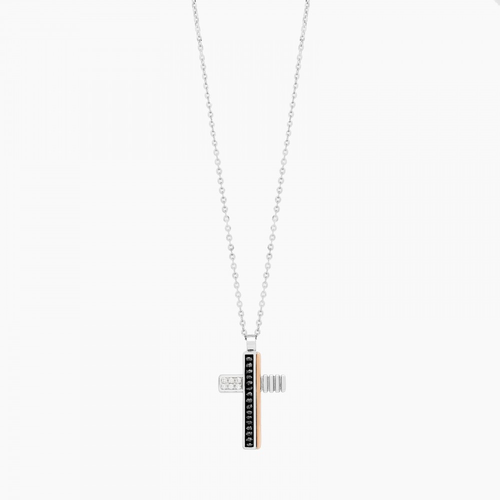 Zancan Collana Zancan in oro bianco con croce e diamanti Sottocosto
