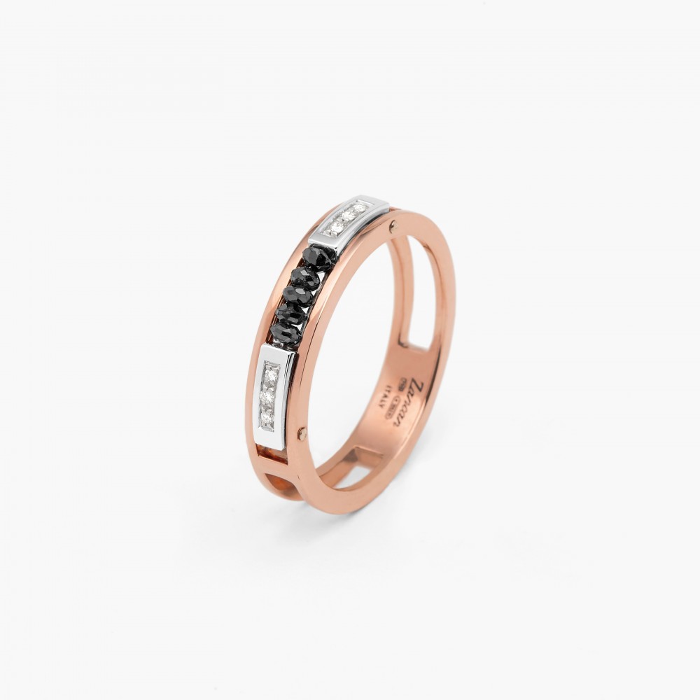 Zancan Anello Zancan in oro bianco e rosa con diamanti