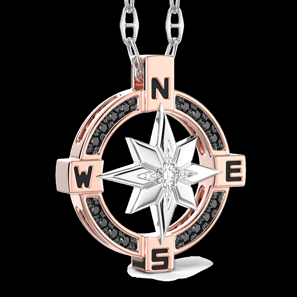 Zancan Collana zancan in oro con pendente rosa dei venti e diamanti I Più Venduti