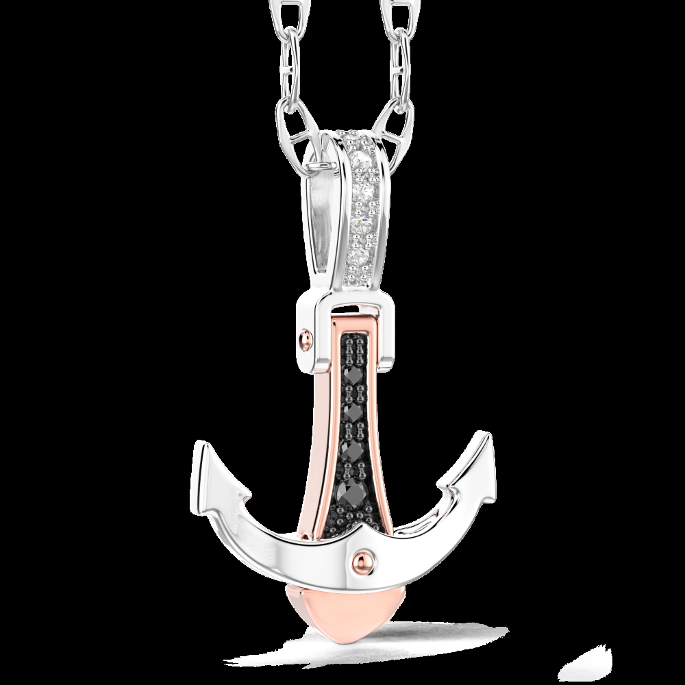 Zancan Collana Zancan in oro con pendente ad ancora e diamanti Vendite Flash