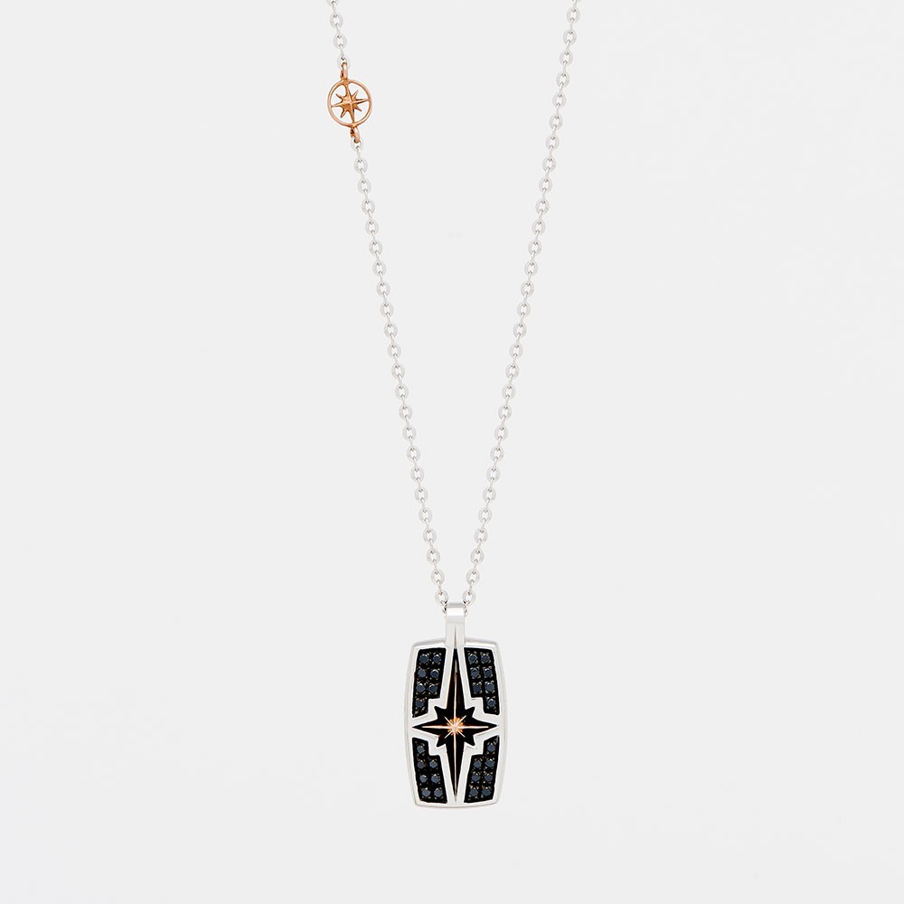 Zancan Collana Zancan in oro con pendente rosa dei venti e diamanti Sconto di tempo limitato