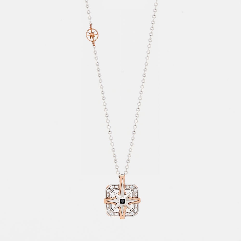 Zancan Collana zancan in oro con pendente rosa dei venti e diamanti Grande vendita