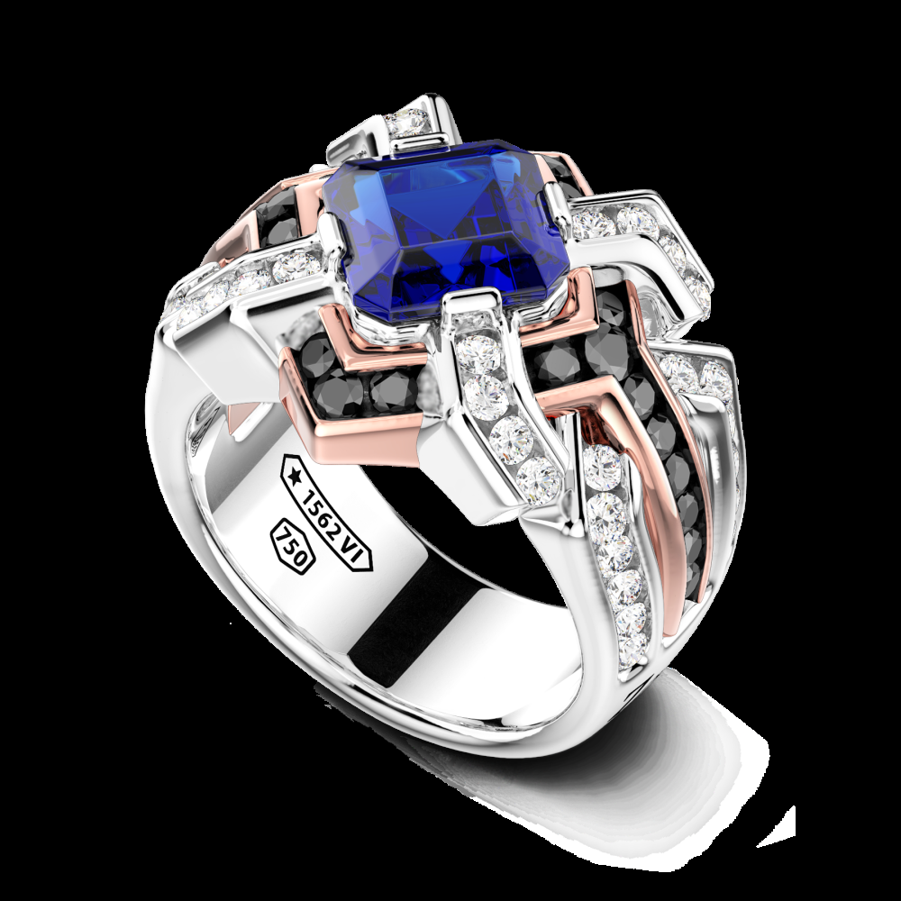 Zancan Anello Zancan in oro 18kt con zaffiro blu Smaltimento dello stoccaggio