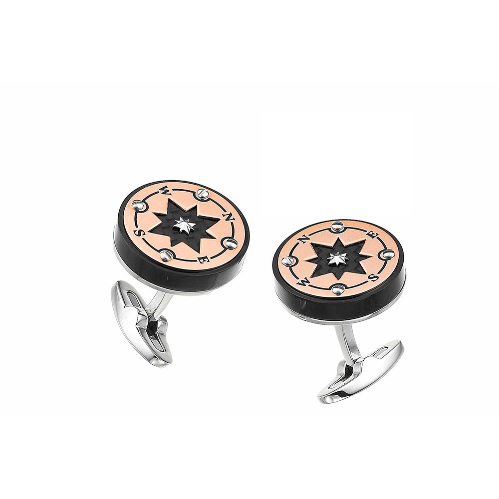 Zancan Gemelli Zancan in acciaio nero con rosa dei venti