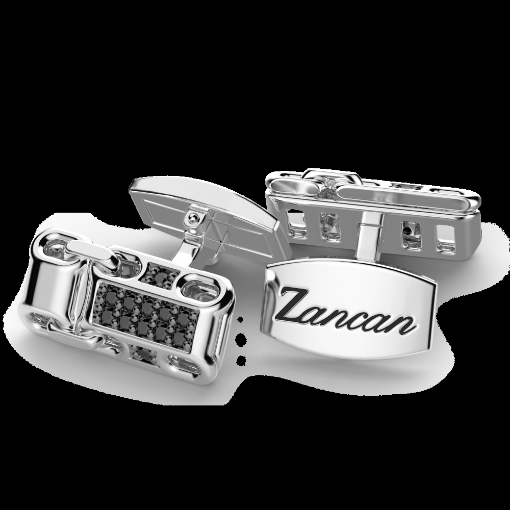 Zancan Gemelli Zancan in argento con pietre nere Offerta natalizia