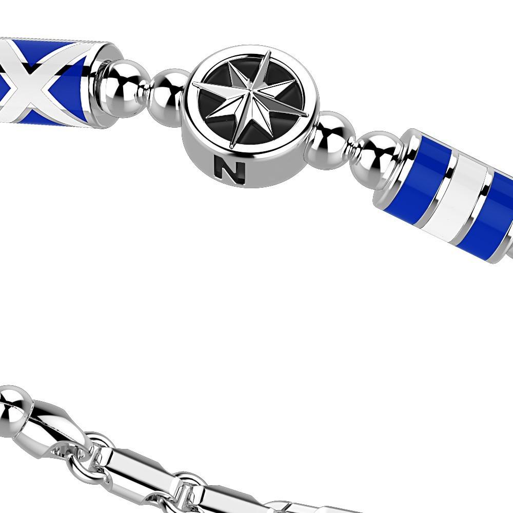 Zancan Bracciale Zancan in argento a sfere con bandiere nautiche e rosa dei venti Offerta temporanea