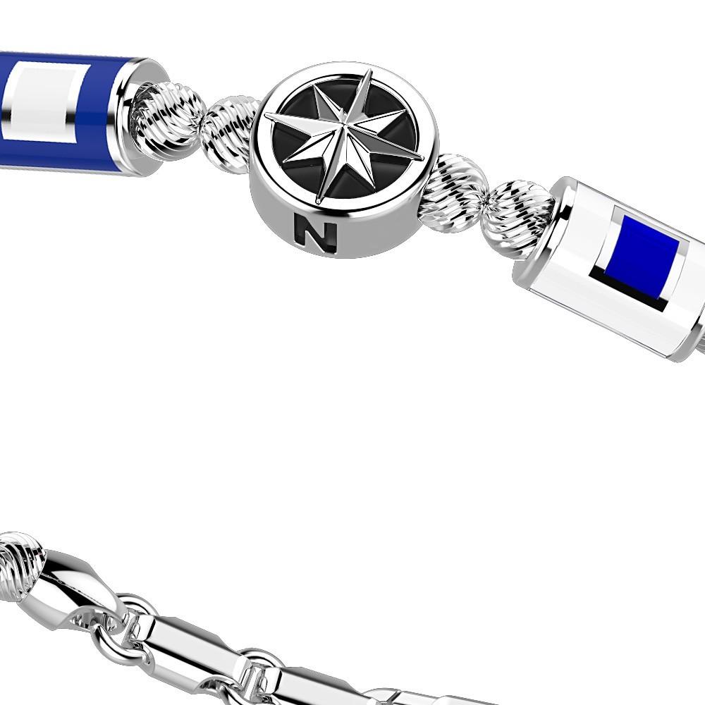 Zancan Bracciale Zancan in argento a sfere con bandiere nautiche e rosa dei venti Offerte esclusive