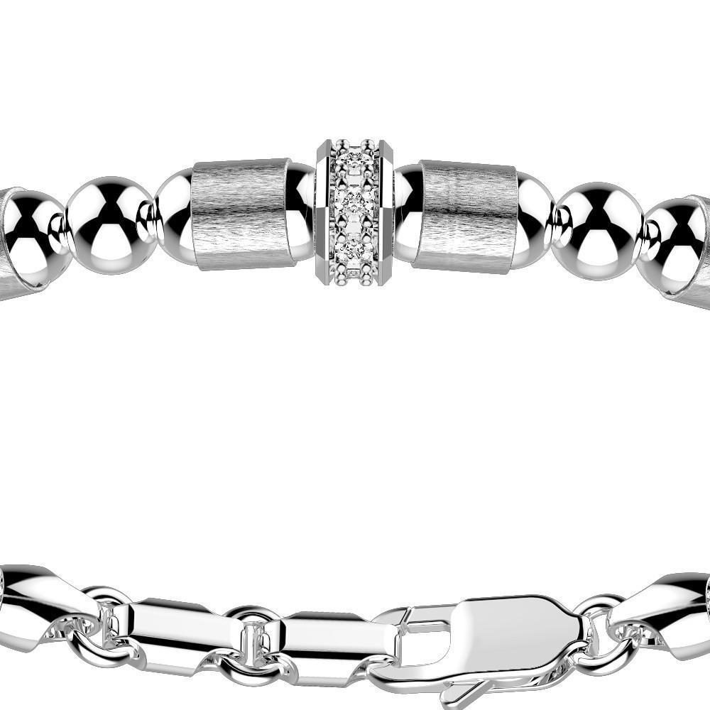 Zancan Bracciale Zancan in argento a sfere con inserti satinati e pietre biianche Grandi sconti