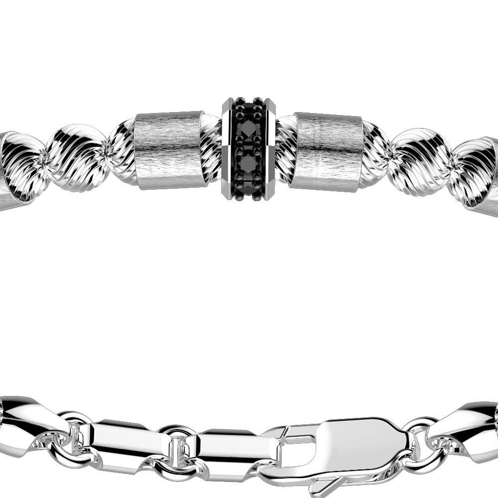 Zancan Bracciale Zancan in argento a sfere con inserti satinati e pietre nere Nuovi prodotti