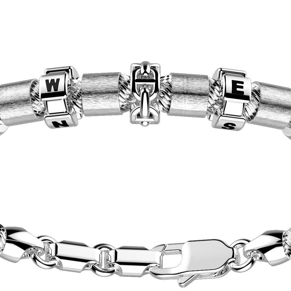 Zancan Bracciale Zancan in argento a sfere con inserti satinati e coordinate geografiche Bestseller