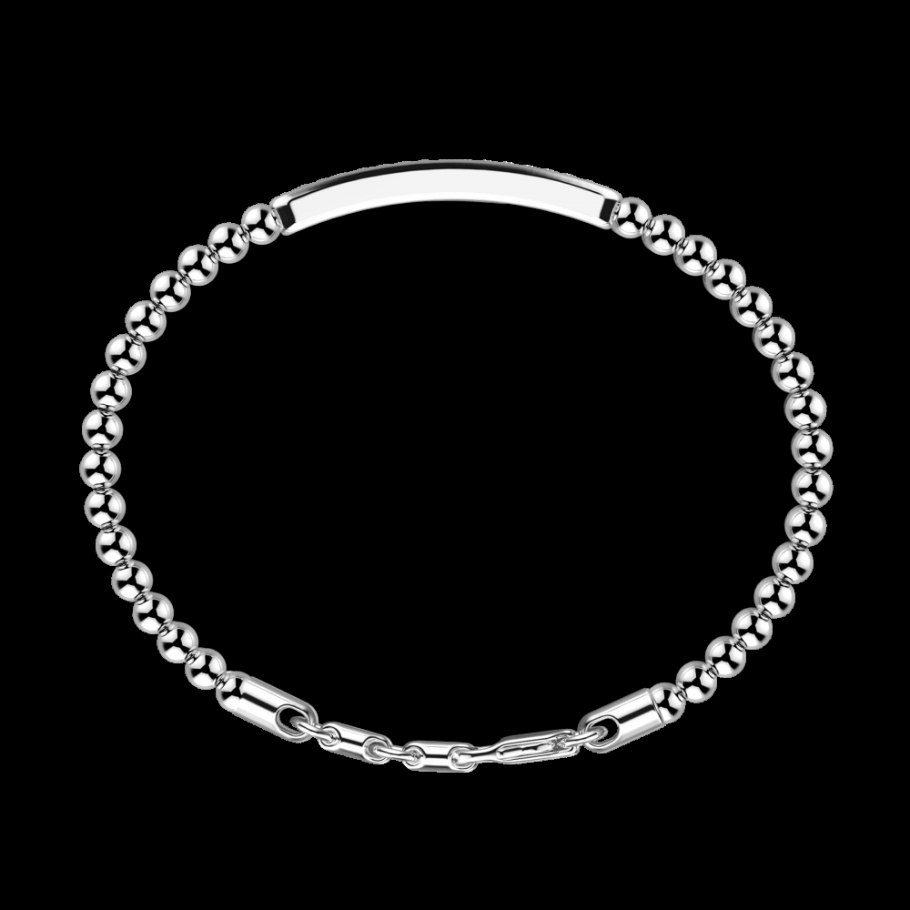 Zancan Bracciale Zancan morbido con sfere in argento e targa con pietre Liquidazione
