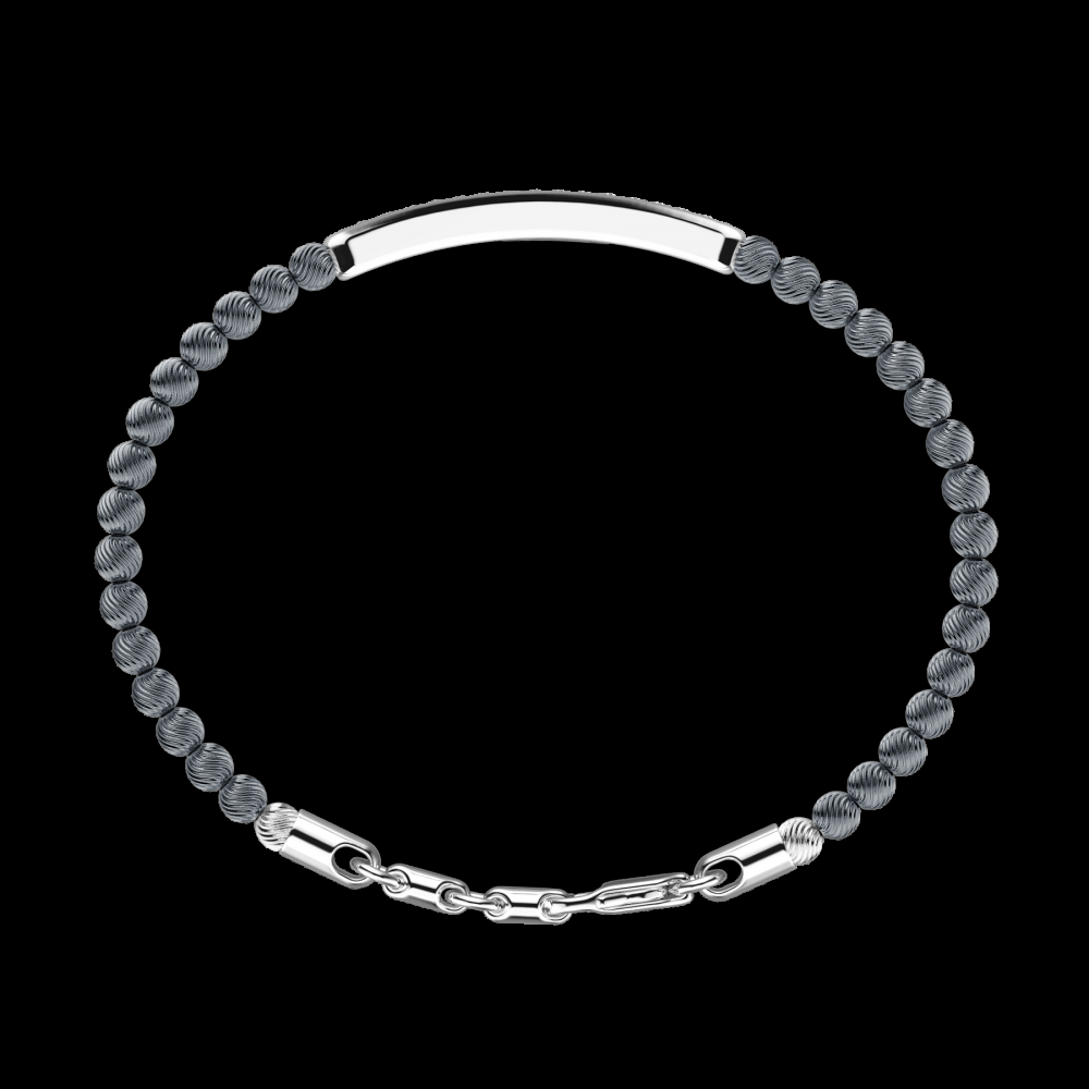 Zancan Bracciale Zancan morbido con sfere in argento e targa con pietre nere Comprane uno, ottenene uno gratis