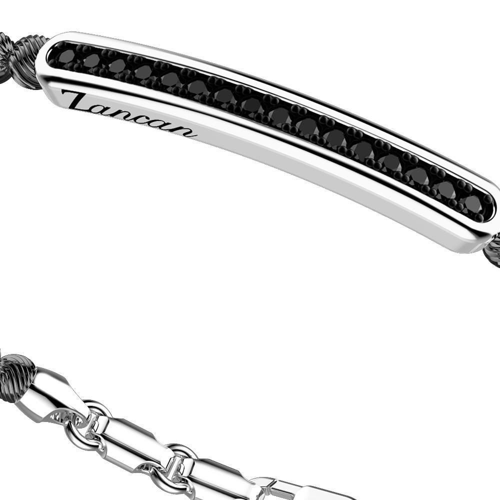 Zancan Bracciale Zancan in argento a sfere con targa e pietre nere Offerte giornaliere