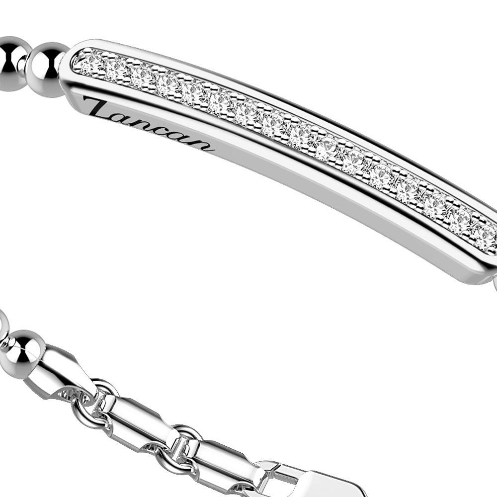 Zancan Bracciale Zancan in argento a sfere con targa e pietre bianche Offerte speciali