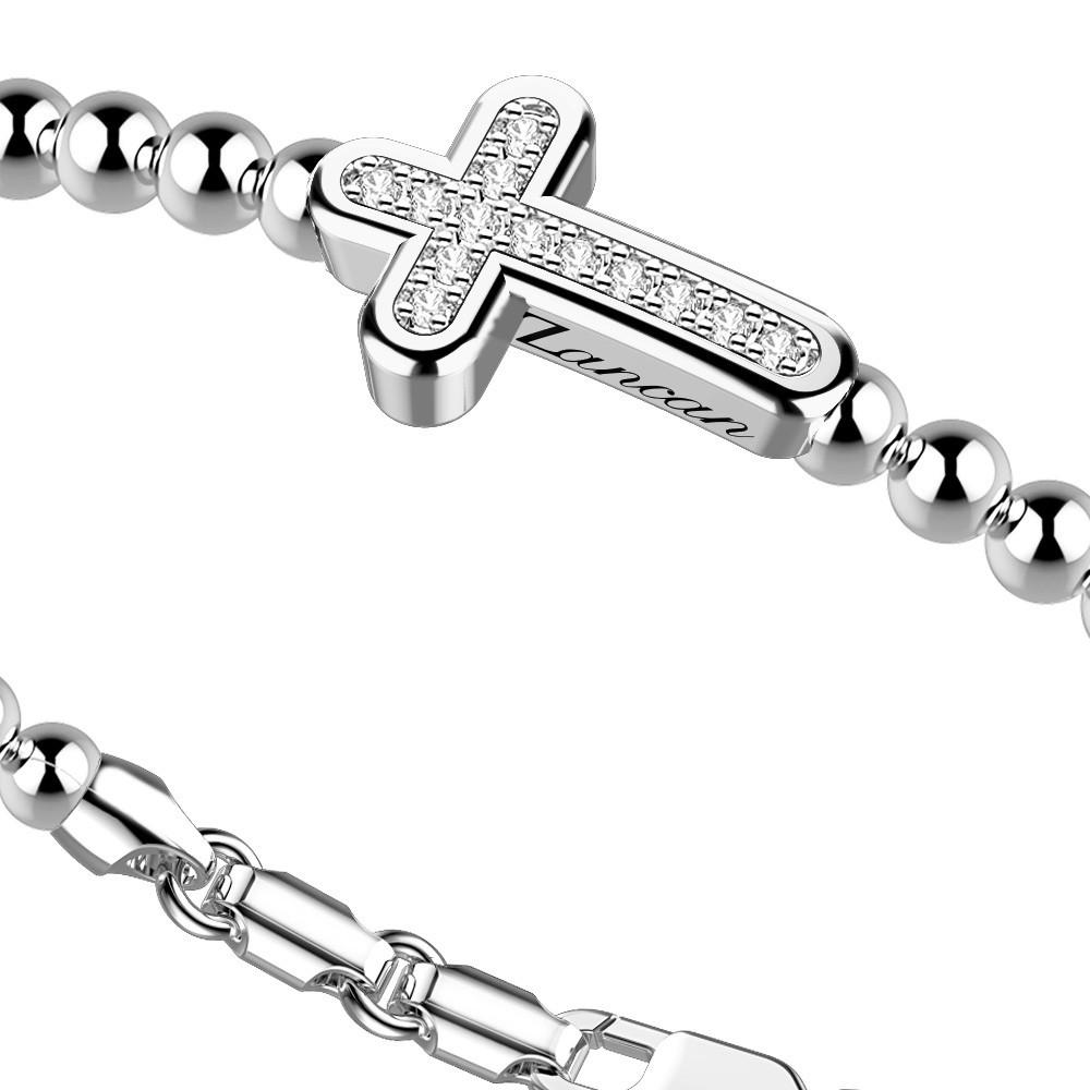 Zancan Bracciale Zancan in argento a sfere con croce e pietre bianche Enormi risparmi