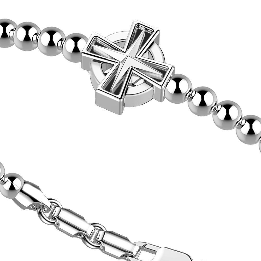 Zancan Bracciale Zancan in argento a sfere con croce greca Super Saving Price