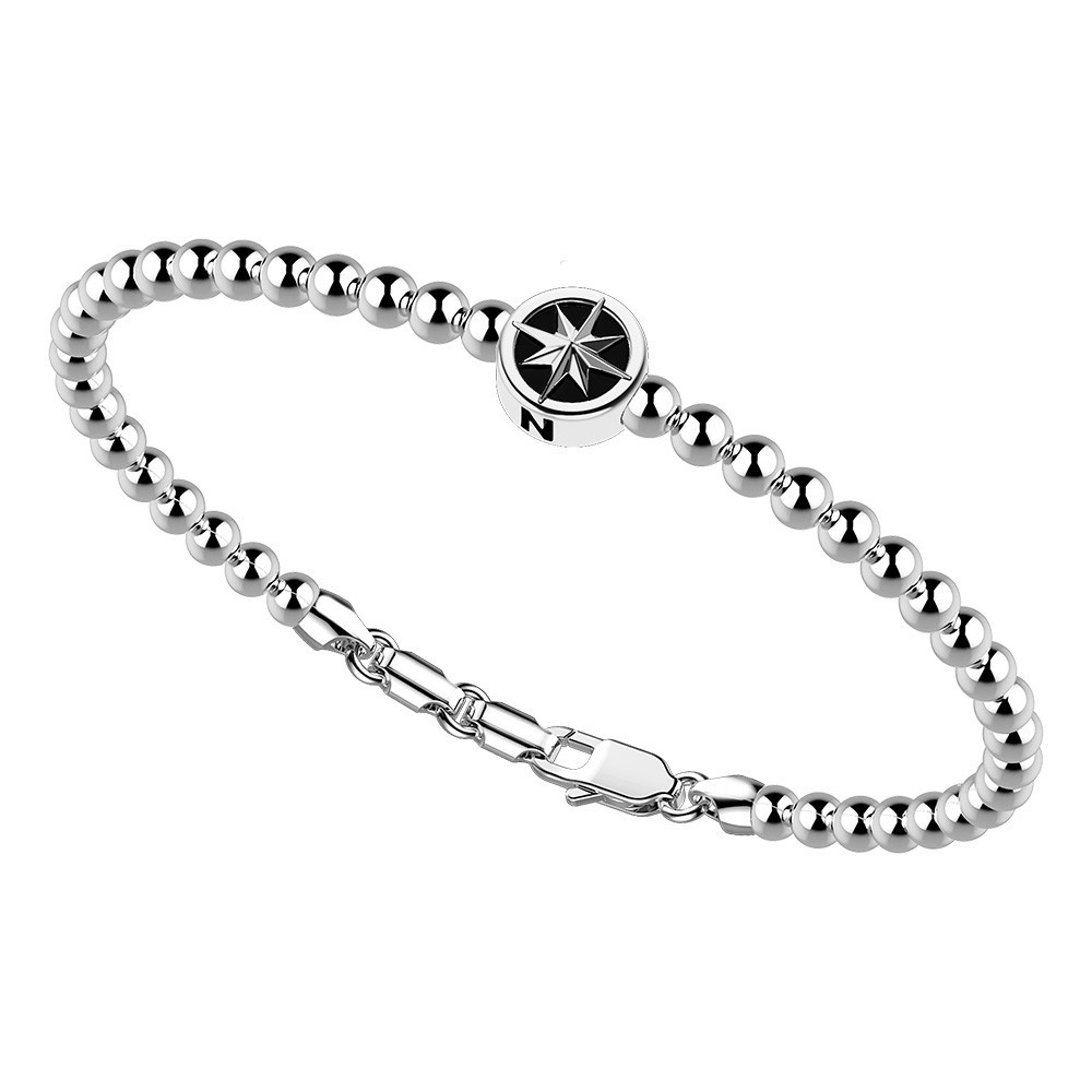 Zancan Bracciale Zancan in argento a sfere con rosa dei venti