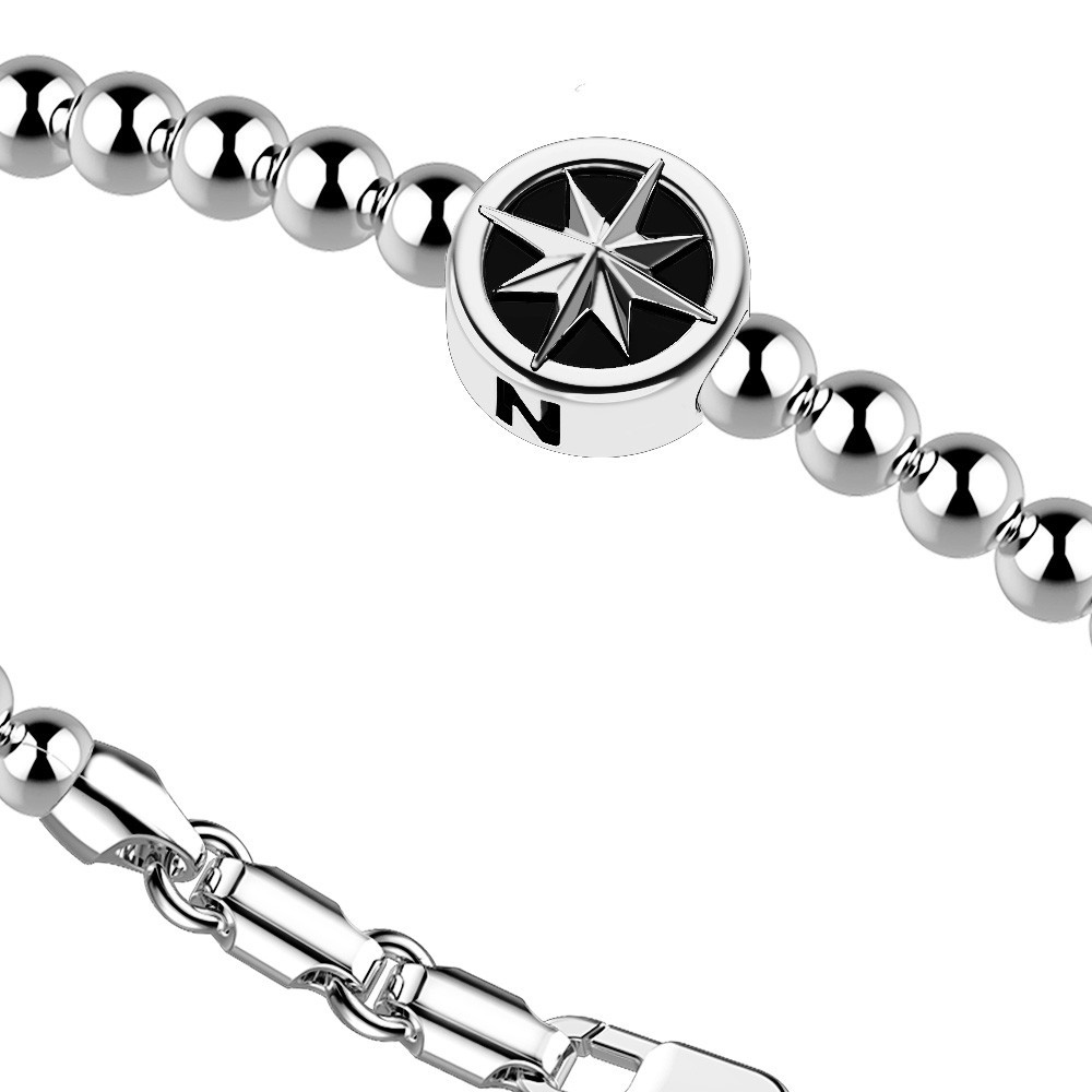 Zancan Bracciale Zancan in argento a sfere con rosa dei venti Ultimi tre giorni