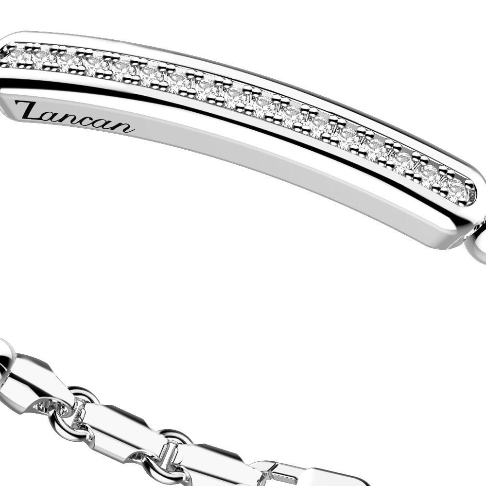 Zancan Bracciale Zancan in argento a sfere con targa e pietre bianche Ultimo giorno