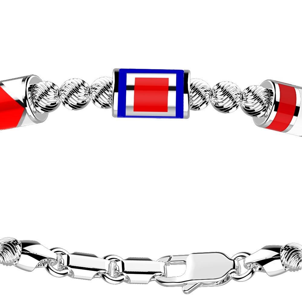 Zancan Bracciale Zancan in argento a sfere con tre bandiere nautiche Solo un giorno rimasto