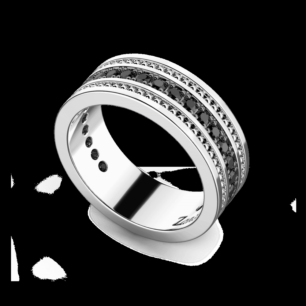 Zancan Anello a fede Zancan in argento con pietre nere In vendita