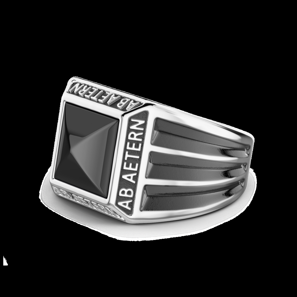 Zancan Anello Zancan in argento con scritta in latino e pietra onice 2025