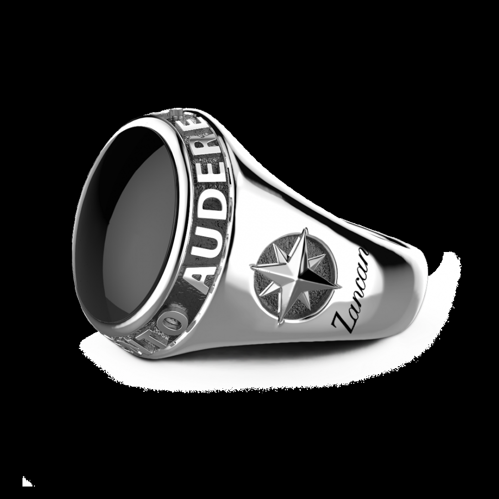 Zancan Anello Zancan in argento con onice nera e scritta in latino Italy