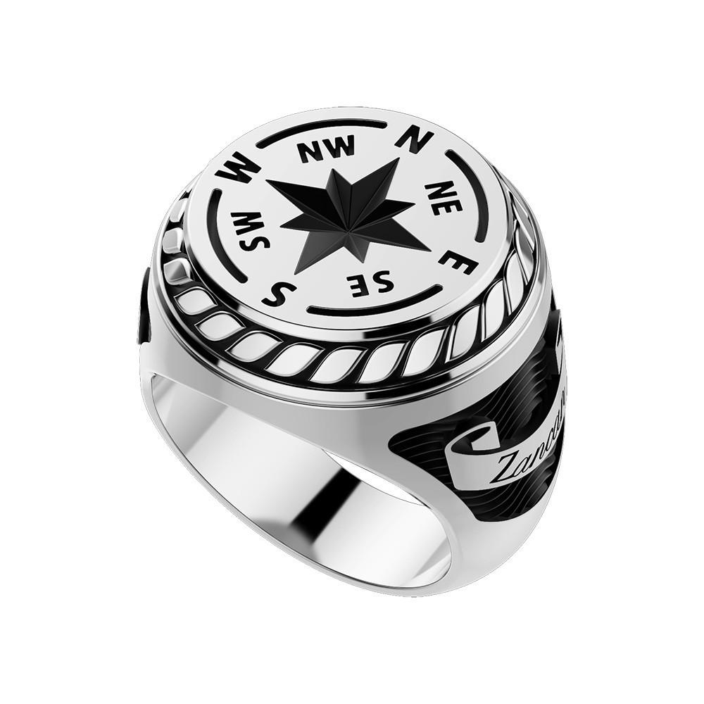Zancan Anello Zancan in argento con rosa dei venti incisa Qualità