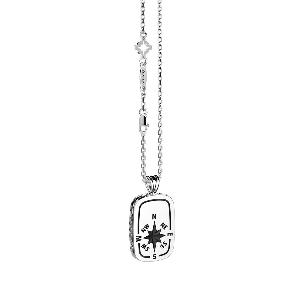 Zancan Collana Zancan in argento con pendente a targa e rosa dei venti Vendita