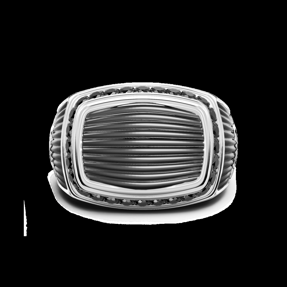 Zancan Anello chevalier Zancan in argento con pietre nere Spedizione Gratuita