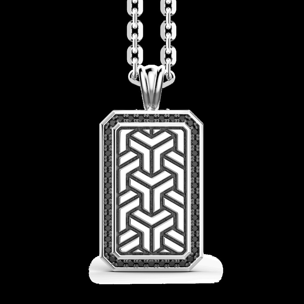 Zancan Collana Zancan in argento con pendente a targa e pietre nere Shopping Online