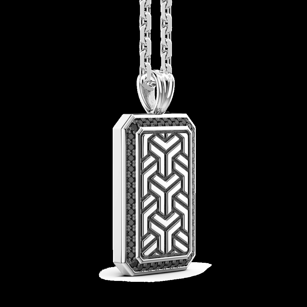 Zancan Collana Zancan in argento con pendente a targa e pietre nere Shopping Online