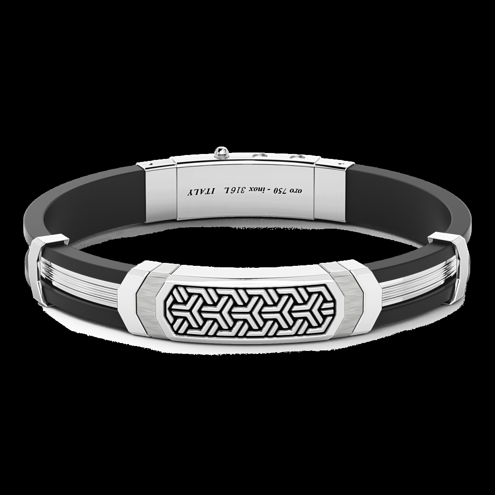 Zancan Bracciale Zancan in argento e silicone nero con targa Prezzo Ridotto