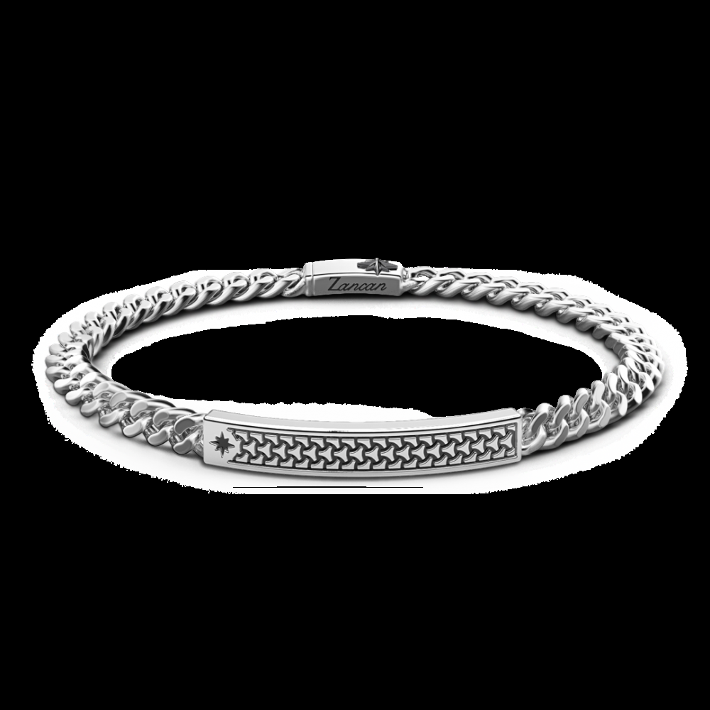Zancan Bracciale Zancan a grumette in argento con targa