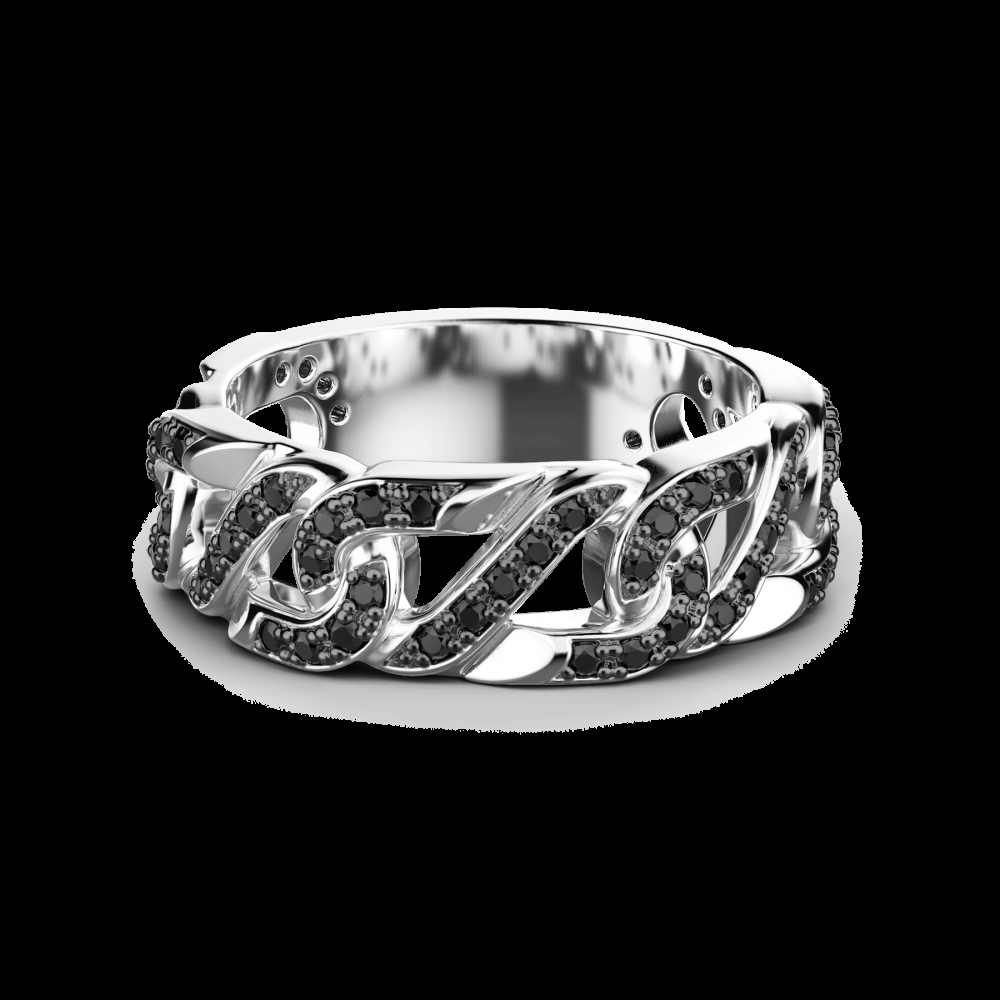 Zancan Anello Zancan in argento a fede con pietre nere Vendita Economica