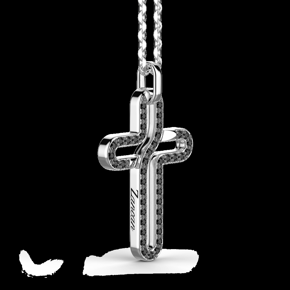 Zancan Collana Zancan in argento con pendente a croce e pietre nere Vendite Flash