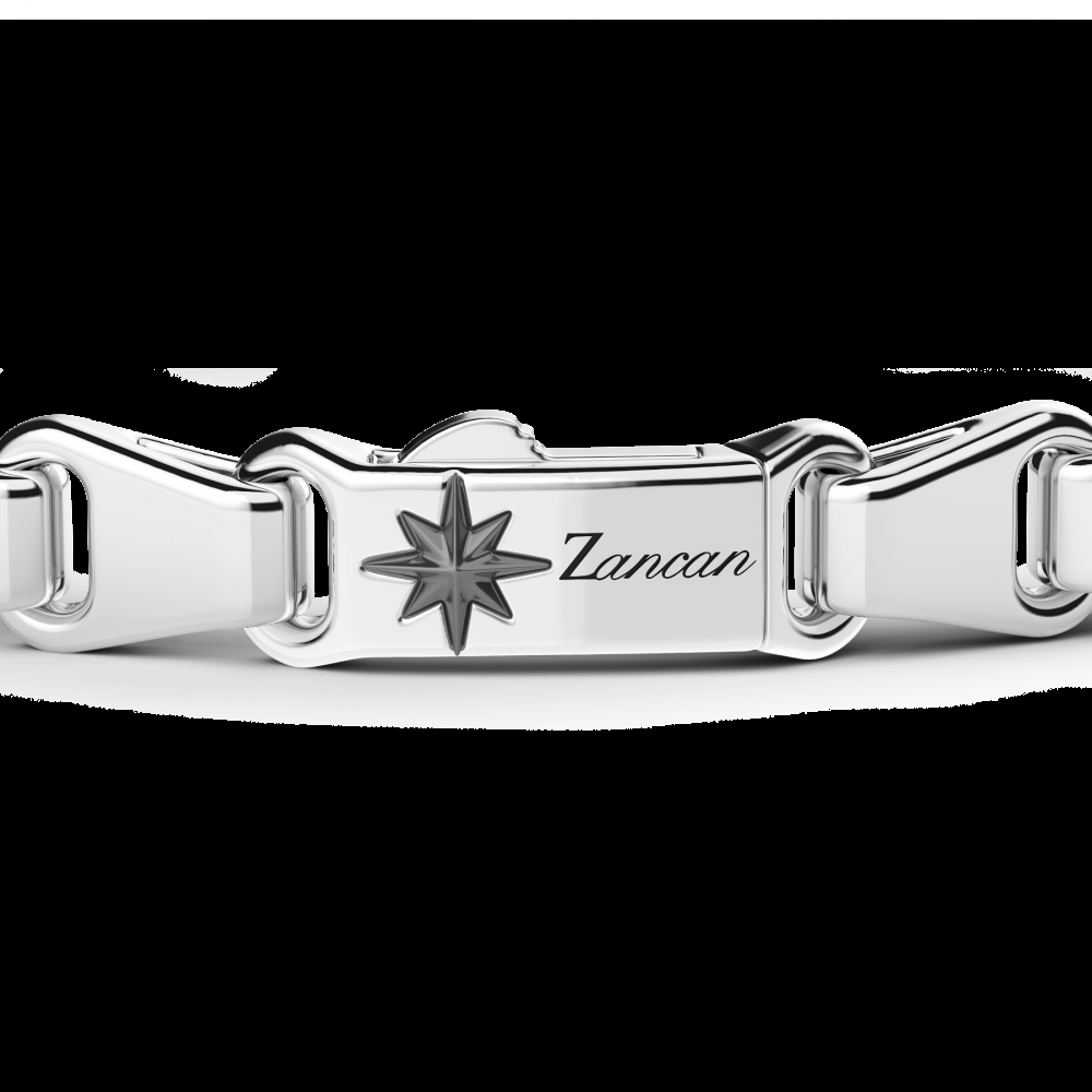 Zancan Bracciale Zancan in argento con targa e pietre nere Negozio