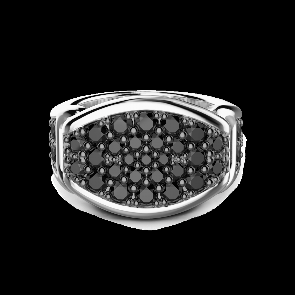 Zancan Anello chevalier Zancan in argento con pietre nere Moda