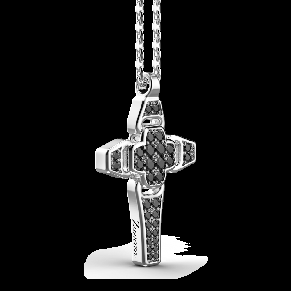 Zancan Collana Zancan in argento con pendente a croce e pietre nere Prezzo di fabbrica