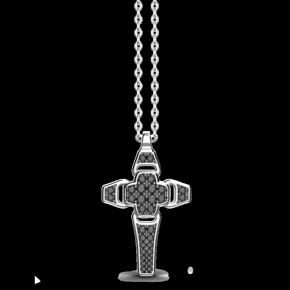 Zancan Collana Zancan in argento con pendente a croce e pietre nere Prezzo di fabbrica