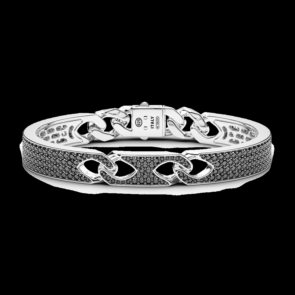 Zancan Bracciale Zancan a schiava rigida e grumette morbida in argento con pietre