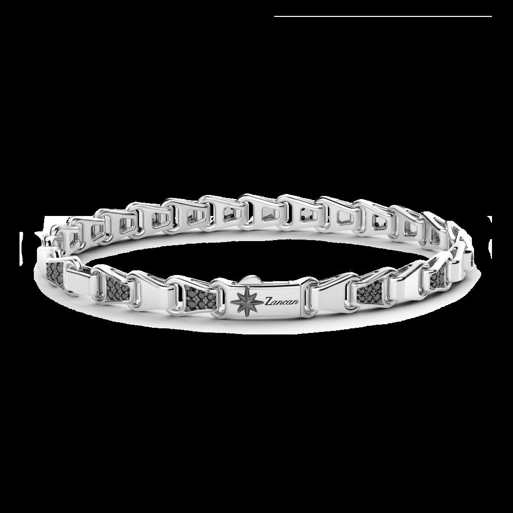 Zancan Bracciale solo maglia Zancan in argento con pietre nere
