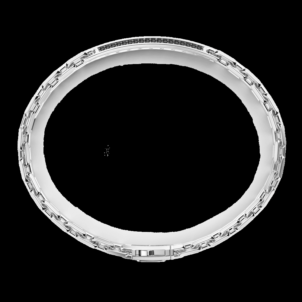 Zancan Bracciale Zancan in argento con targa e pietre nere Fornitura limitata