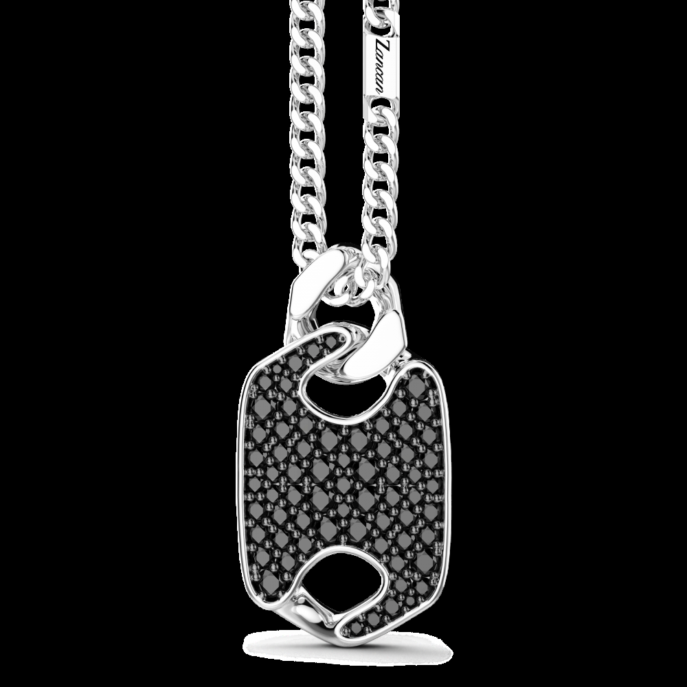 Zancan Collana Zancan in argento con pendente a targa e pietre