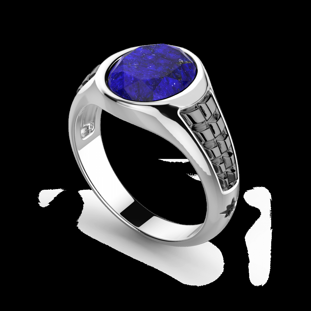 Zancan Anello chevalier Zancan in argento con pietra lapis ovale Smaltimento dello stoccaggio