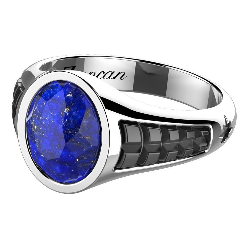 Zancan Anello chevalier Zancan in argento con pietra lapis ovale Smaltimento dello stoccaggio