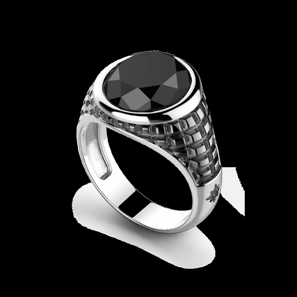 Zancan Anello Zancan in argento con pietra nera Online Outlet